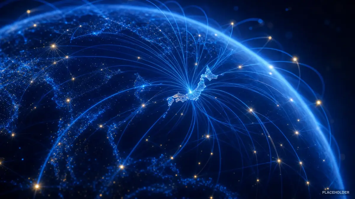 A global network of connections converging on Japan